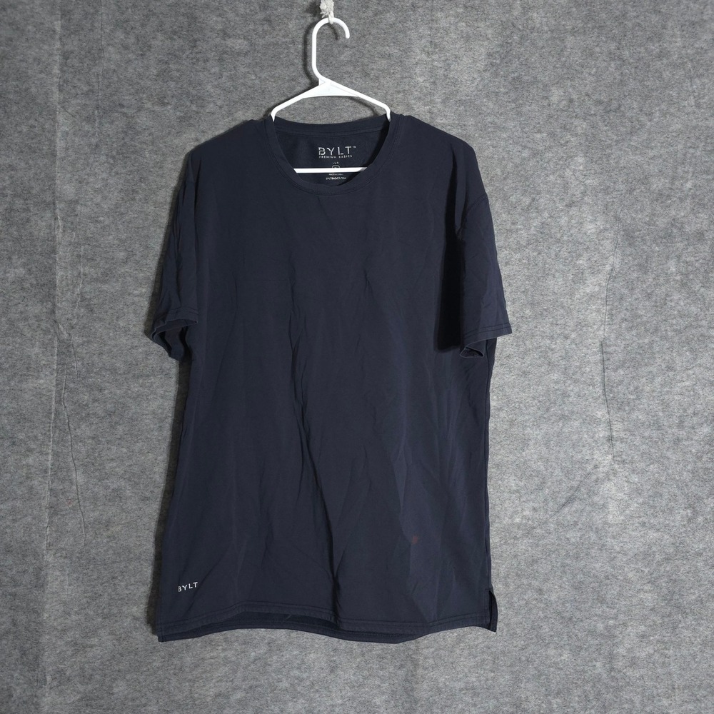 BYLT Lux T Shirt Mens XL Navyā Blue Short Sleeve Casual Premium Basic Tee Cotton